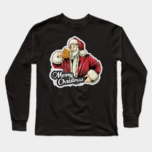 Vintage Santa Claus Retro Design Christmas Beer Funny Gift Idea Long Sleeve T-Shirt